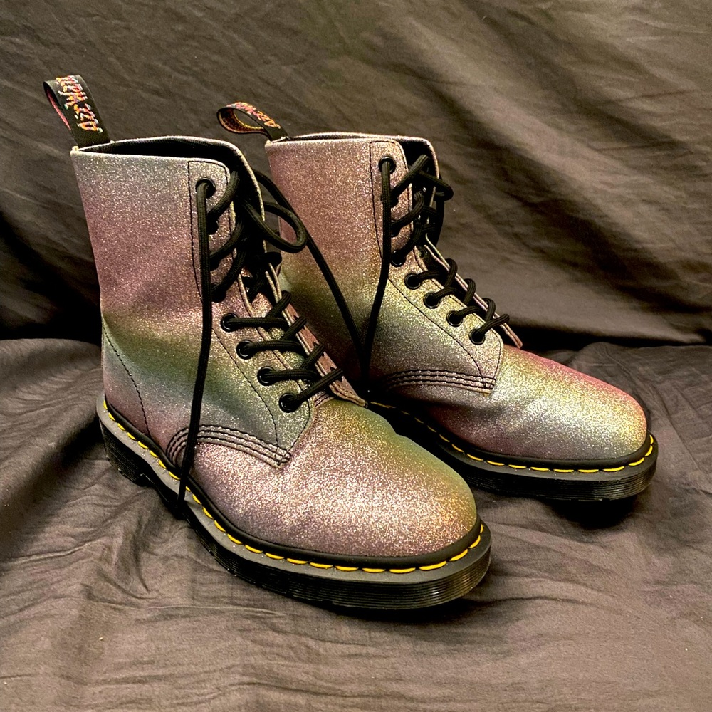 Dr Martens 1460 Rainbow Glitter Boots Size 7
